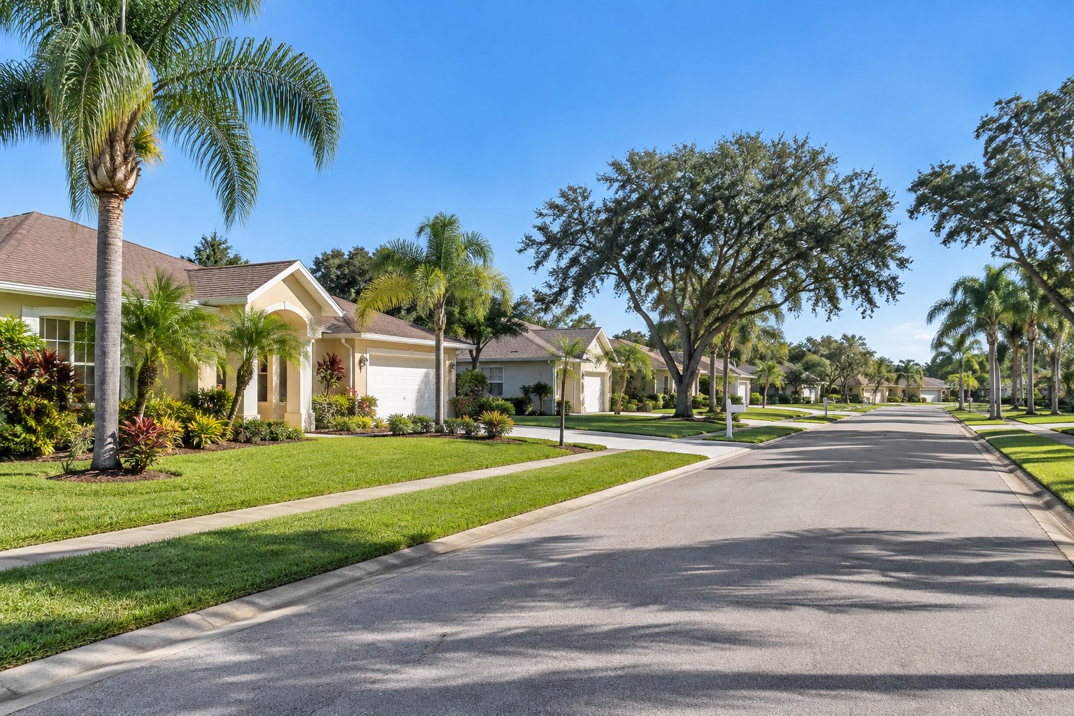 A tidy home with mature trees on the Space Coast, illustrative